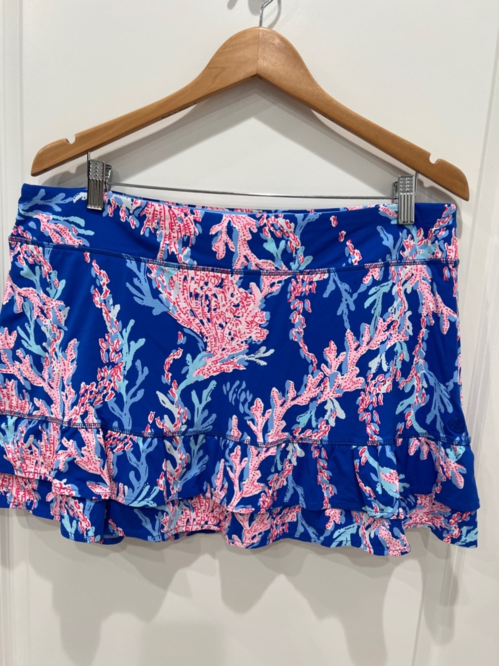 Lilly Pulitzer Royal Blue Pink Coral Print Tiered Skort